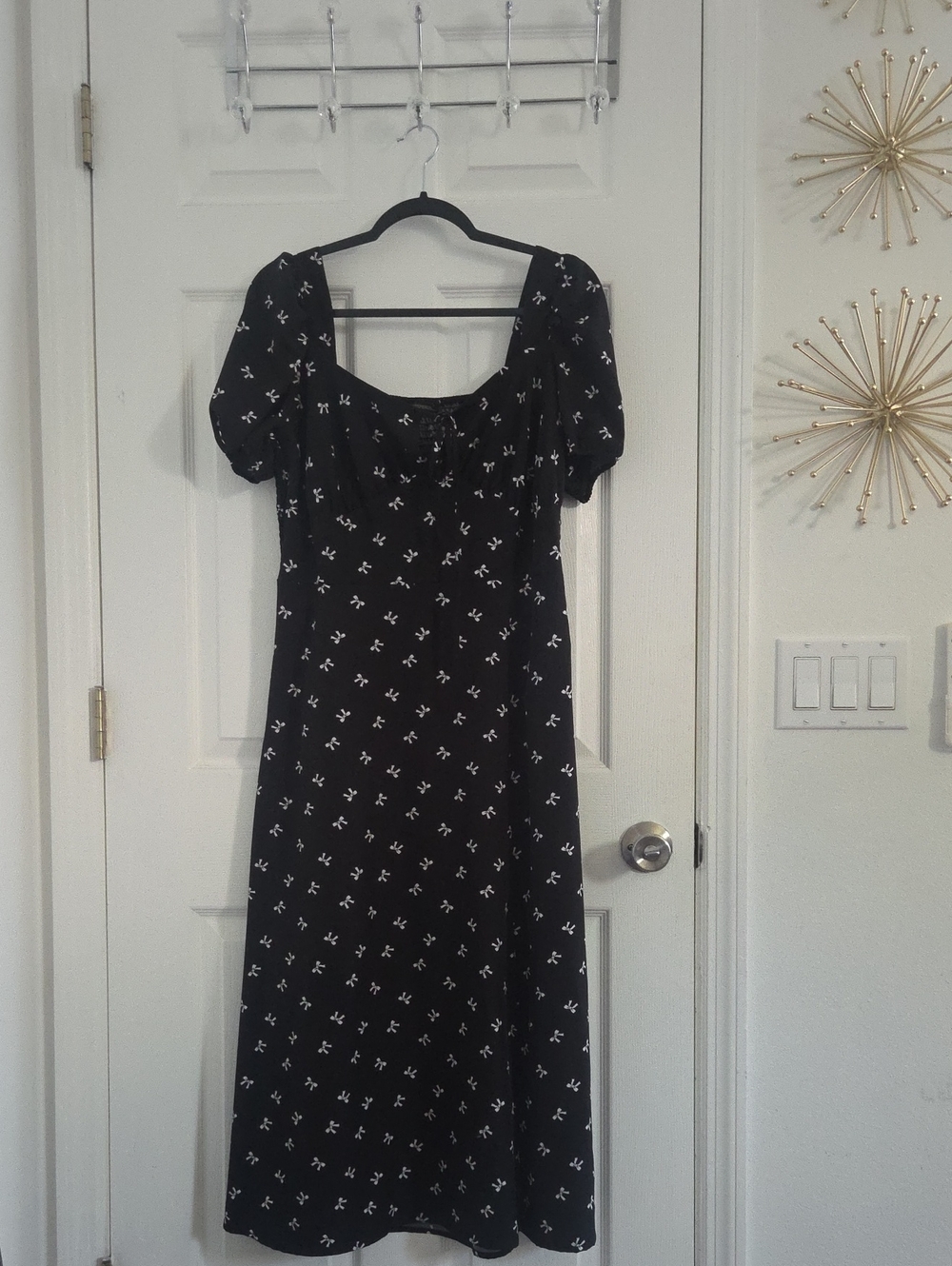 Hesperus White Bow Print Dress NWOTXl